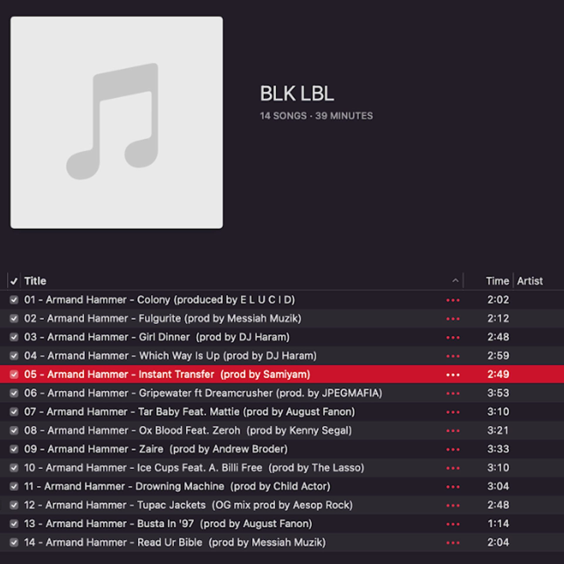 No streaming Armand Hammer solo venderá el álbum ‘BLK LBL’ en sus